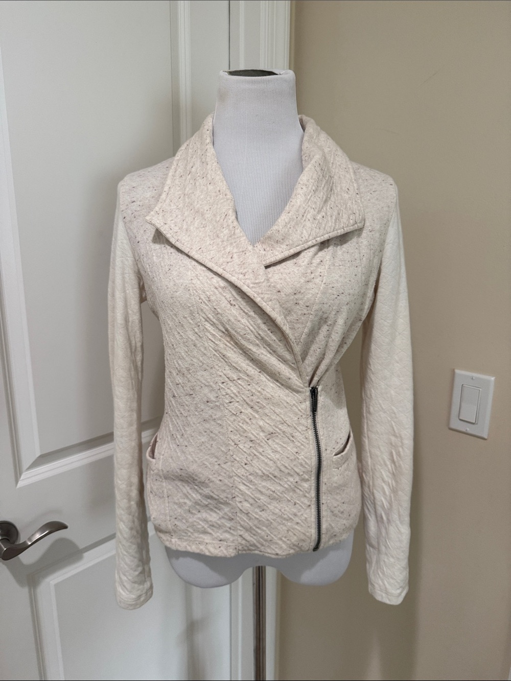 Dolan Left Coast Collection Heathered Knit Moto Asymmetrical Zip Jacket Small